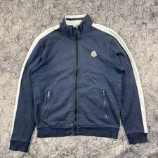 Moncler Full Zip Track Jacket Sweatshirt Navy White Stripe Logo Patch Men’s L picture