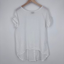 Terzo Millennio 100% Linen Button Back High Low Top Women Size S White picture