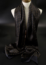 100% Silk Mulberry Satin Scarf Men Neckerchief Double Layer Wrap Black Gifts picture