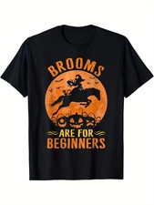 Festive Fun, Men's Halloween Witch & Horse Graphic T-Shirt - 