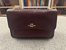 Coach Large Elodie Flap Bag in Burgundy, EUC, Dust Bag picture
