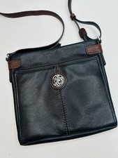 BRIGHTON London Groove Selena Crossbody Organizer Black Leather Shoulder Bag picture