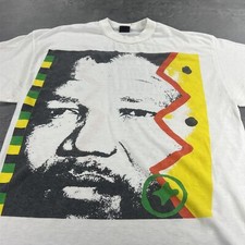 True Vintage 80s Nelson Mandela Shirt Adult S/M White Wembley Birthday Concert picture