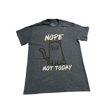 Vintage Nope Not Today Grumpy Cat Graphic Tee Mens Small Grey Excellent Short picture