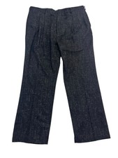 vtg 80s Monsieur Adolfo 36x30 Pants Charcoal Slub Pleated Wide Leg High Rise picture