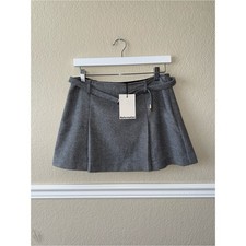 NEW $178 Reformation Wool Rory Skirt Mini Belted Grey 4 picture