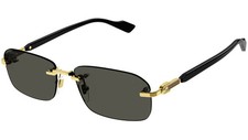 Gucci GG1221S 001 Gold-Black/Grey Rectangular Narrow Rimless Sunglasses picture