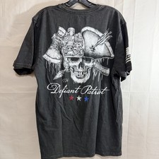 Howitzer Mens Defiant Patriot Cotton Short Sleeve T-Shirt Vintage Black Large picture