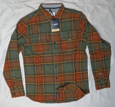 JETTY MENS S SHIRT MUSTARD PLAID ARBOR MID WT FLANNEL $79.95 100% COTTON NEW NWT picture
