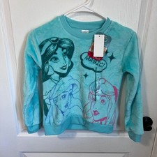 Disney 100 Princess Fleece Sweatshirt Girls Medium Jasmine Ariel Aurora Teal picture