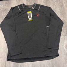 Men's SPYDER Activewear moisture wicking proW-B LS Blazing Black SHIRT | Sz S picture