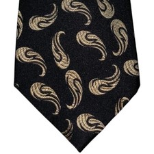 Vintage Polo Ralph Lauren Silk Necktie Mens Black Gold Paisley Designer Tie EUC picture
