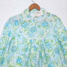 NWT Vintage Dream Away Long Sleeve Nightgown Lingerie Floral Blue Sz M 1974 picture
