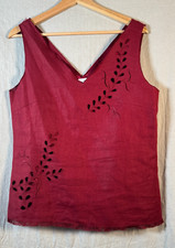 Rickie Freeman Teri Jon Linen Burgundy Sleeveless Top Size 10 Saks Fifth Avenue picture