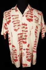 Rare Custom Vintage 1950's Guy Romo Cotton Print Hawaiian Shirt Large Exc Cond picture