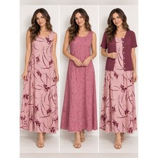 Vintage AboutFace Dress Set With Cardigan Size S Pink Reversible Floral Maxi NWT picture