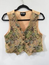 Vintage By Choice Floral Tapestry Vest M 100% Cotton Button Front Boho Eclectic picture