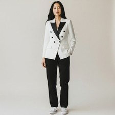 LAGENCE Double Breasted Blazer Women 6 White Black Tuxedo Holiday Event NYE NWT picture