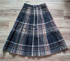 Vintage Albee Plaid Skirt Women 24 Wool Blend Pleated Midi Dark Academia 70s 80s picture