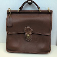 Vintage Coach Willis 9927 Brown Leather Crossbody Satchel Handbag Brass Damaged picture