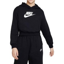 Kids Girls Nike Crop Hoodie Size XL Extra Large Black FD2925-010 New with tags picture