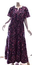 Anthropologie Somerset Maxi Dress Navy Pink Floral Cotton Tiered Size L NWOT picture