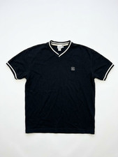 1990’s Vintage Calvin Klein Jeans V-Neck T-Shirt Size M Black Striped Collar picture