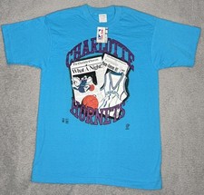 RARE VTG Front Pages Charlotte Hornets Newspaper Print Mens L Single Stitch NWT picture