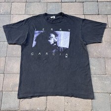 Vintage 90s Grateful Dead Jerry Garcia T Shirt Single Stitch Portrait Black XL picture