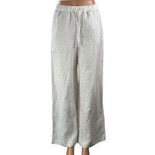 NEW Aritzia Wilfred Globetrot Cream Linen Drawstring Wide Leg Trouser Pants Sz S picture