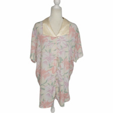 VINTAGE 90s night shirt gold label pastel floral polyester Size S picture