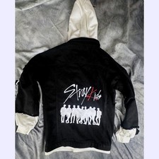 Stray Kids Custom Black Distressed Denim Hoodie Jacket K-Pop Fan Merch STAY L picture