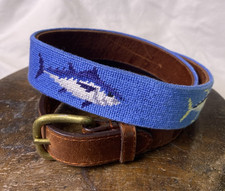 Smathers & Branson Boy's Fish  Hand Stitched Needlepoint Belt Sz 28 Large picture