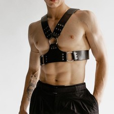 Men's Lingerie Costume Pu Leather Body Chest Harness Straps Belt Night Clubwear picture