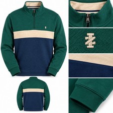 IZOD Advantage Performance Men XL Green Blue Colorblock 1/4 Zip Sweatshirt NWT picture