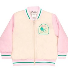Barbie Girls Varsity Jacket Pink & Ivory –Size 4 Official Mattel. One Left. picture