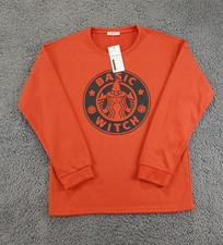 Sheshow BASIC WITCH Orange Graphic Fleece Sweater Women Medium Halloween Theme picture