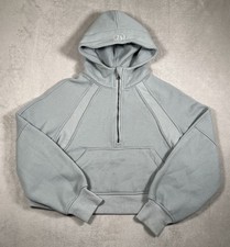 Lululemon Womens Scuba Oversized Half Zip Fleece Hoodie XS S Silver Blue picture