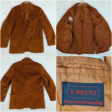 True Vintage 60's Wide Wale Corduroy Blazer Jacket Mod Burnt Orange Size M Brent picture