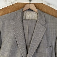 Alexandre Savile Row Suit Mens 44L Gray Check 2 Button Slant Pocket Wool Silk picture