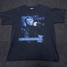 Vintage Anvil Kurt Cobain Graphic T-Shirt Men M Black Blue picture