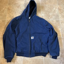 Vintage Carhartt Jacket J03 NVY Hooded USA Union Made 2XL picture