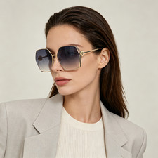 Gucci GG1322SA Gold Geometric Sunglasses Grey Gradient 64-16-135 picture