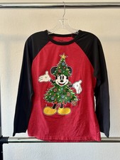 Disney Mickey Mouse Christmas-Unisex Juniors XL Long Sleeve (Raglan) T-Shirt picture