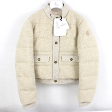 Moncler Blandy Cropped Wool Bouclé Down Women's Jacket In Beige - Moncler Size 2 picture
