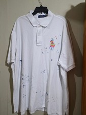 Polo by Ralph Lauren White Mesh Polo Print Splatet Rainbow Pony 3XB Used picture