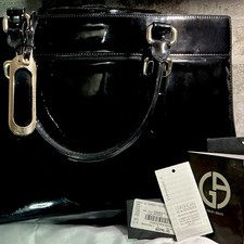 Giorgio Armani Black Patent Calf Skin Leather with Authenticity card Bag picture