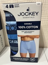 jockey mens boxer briefs 4 ct 100% cotton ast sz picture