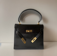 Authentic BALLY Hand bag Black Leather From Japan 01388 picture