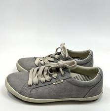 TAOS Star Sneakers Gray Wash Canvas Lace Up Zig Zag Stitch Detail sz 7 picture